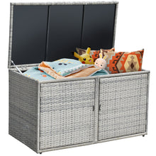 Load image into Gallery viewer, 330L 2-Tier Outdoor PE Wicker Storage Box with Lid and Front Doors