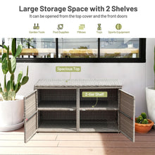 Load image into Gallery viewer, 330L 2-Tier Outdoor PE Wicker Storage Box with Lid and Front Doors