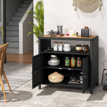 Load image into Gallery viewer, Outdoor Rattan Storage Cabinet Sideboard Buffet Cabinet