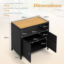 Load image into Gallery viewer, Outdoor Rattan Storage Cabinet Sideboard Buffet Cabinet