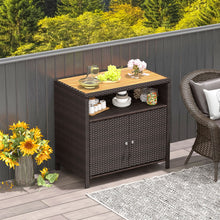 Load image into Gallery viewer, Outdoor Rattan Storage Cabinet Sideboard Buffet Cabinet