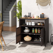 Load image into Gallery viewer, Outdoor Rattan Storage Cabinet Sideboard Buffet Cabinet