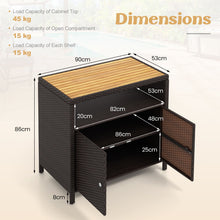 Load image into Gallery viewer, Outdoor Rattan Storage Cabinet Sideboard Buffet Cabinet
