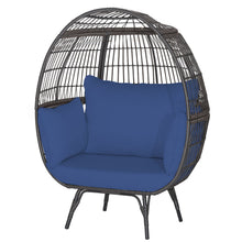 Load image into Gallery viewer, Oversized Patio Wicker Egg Lounge Chair with 4 Soft Cushions