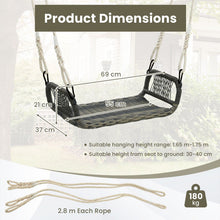 Load image into Gallery viewer, Patio Backless Rattan Swing Bench with Hanging Ropes