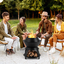 Load image into Gallery viewer, 50cm Patio Fire Pit with Pot Holder and Storage Shelf