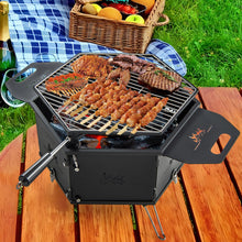 Load image into Gallery viewer, Portable Charcoal Grill Stove with Rotatable Grill and Foldable Body