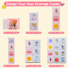Load image into Gallery viewer, Portable Children Wardrobe with 12 Cubes and 2 Clothes Hanging Section