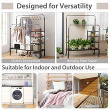 Load image into Gallery viewer, Rolling Clothes Drying Rack with 2 Adjustable Hanging Bars