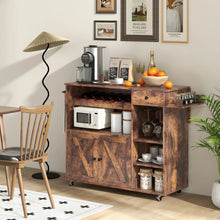 Load image into Gallery viewer, Rolling Kitchen Island Buffet Serving Cart with Drop Leaf
