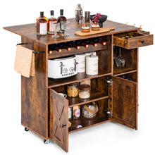 Load image into Gallery viewer, Rolling Kitchen Island Buffet Serving Cart with Drop Leaf