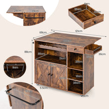Load image into Gallery viewer, Rolling Kitchen Island Buffet Serving Cart with Drop Leaf