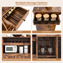 Load image into Gallery viewer, Rolling Kitchen Island Buffet Serving Cart with Drop Leaf