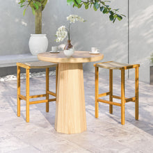 Load image into Gallery viewer, 76cm Bar Height Chairs with Acacia Wood Frame and PE Wicker Saddle-Seat
