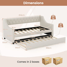 Load image into Gallery viewer, Single Size Trundle Bed Linen Upholstered Daybed with Backrest