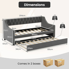 Load image into Gallery viewer, Single Size Trundle Bed Linen Upholstered Daybed with Backrest