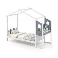 Load image into Gallery viewer, Single House Bed Wood Montessori Bed Frame with Desk