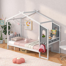 Load image into Gallery viewer, Single House Bed Wood Montessori Bed Frame with Desk