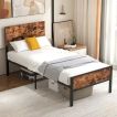 Load image into Gallery viewer, Metal Platform Bed with Headboard and Footboard