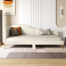 Load image into Gallery viewer, Single Size Upholstered Daybed Rivet-Tufted Platform Bed with Metal Legs