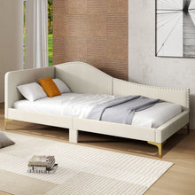 Load image into Gallery viewer, Single Size Upholstered Daybed Rivet-Tufted Platform Bed with Metal Legs