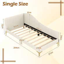 Load image into Gallery viewer, Single Size Upholstered Daybed Rivet-Tufted Platform Bed with Metal Legs