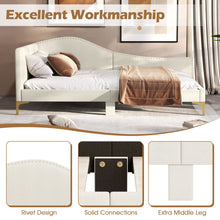 Load image into Gallery viewer, Single Size Upholstered Daybed Rivet-Tufted Platform Bed with Metal Legs