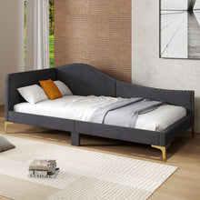 Load image into Gallery viewer, Single Size Upholstered Daybed Rivet-Tufted Platform Bed with Metal Legs