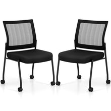 Load image into Gallery viewer, Stackable Armless Waiting Room Guest Chair with Wheels Set of 2
