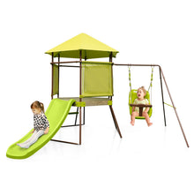 Load image into Gallery viewer, 4-in-1 Swing Set with Height Adjustable Baby Seat, Metal Stand and Ground Stakes