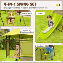 Load image into Gallery viewer, 4-in-1 Swing Set with Height Adjustable Baby Seat, Metal Stand and Ground Stakes