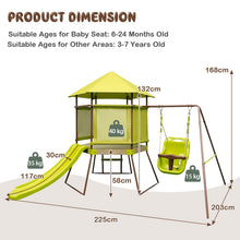 Load image into Gallery viewer, 4-in-1 Swing Set with Height Adjustable Baby Seat, Metal Stand and Ground Stakes
