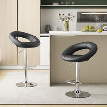 Load image into Gallery viewer, Swivel Height Adjustable Bar Stool Set of 2 with Hollow Back and Footrest