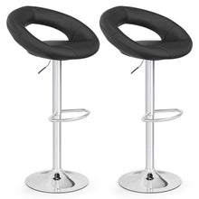 Load image into Gallery viewer, Swivel Height Adjustable Bar Stool Set of 2 with Hollow Back and Footrest