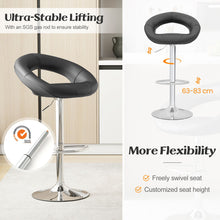 Load image into Gallery viewer, Swivel Height Adjustable Bar Stool Set of 2 with Hollow Back and Footrest