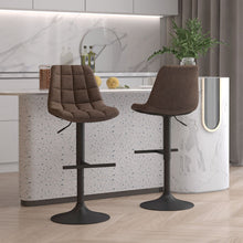 Load image into Gallery viewer, Upholstered Height Adjustable Bar Stools Set of 2 with Fabric Backrest