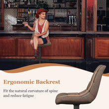 Load image into Gallery viewer, Upholstered Height Adjustable Bar Stools Set of 2 with Fabric Backrest