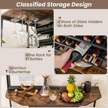 Load image into Gallery viewer, Wine Bar Cabinet 3-Tier Wine Rack with Shelves and Glass Holders