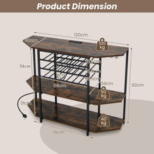 Load image into Gallery viewer, Wine Bar Cabinet 3-Tier Wine Rack with Shelves and Glass Holders
