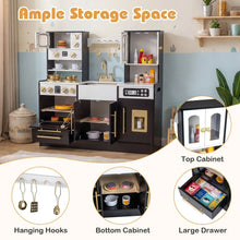Load image into Gallery viewer, Wooden Play Kitchen with Realistic Lights and Sounds for Boys Girls 3+