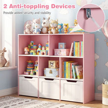 Load image into Gallery viewer, Wooden Toy Storage Organizer Kids Bookshelf with 5 Open Cubes and 3 Movable Drawers