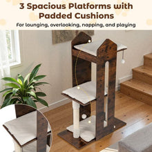 Load image into Gallery viewer, Wooden Cat Activity Center with Sisal Scratching Posts and Hanging Balls