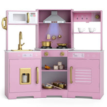 Load image into Gallery viewer, Wooden Pretend Play Kitchen with Real Sounds and Lights