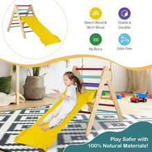 Load image into Gallery viewer, Wooden Triangle Climbing Ladder Set with 2-in-1 Reversible Ramp