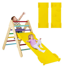 Load image into Gallery viewer, Wooden Triangle Climbing Ladder Set with 2-in-1 Reversible Ramp