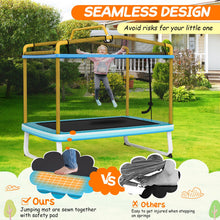 Load image into Gallery viewer, 190CM 3-in-1 Kids Rectangle Trampoline with Enclosure Net and Horizontal Bar