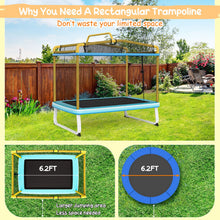 Load image into Gallery viewer, 190CM 3-in-1 Kids Rectangle Trampoline with Enclosure Net and Horizontal Bar