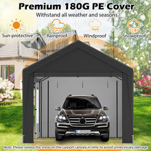 Load image into Gallery viewer, All-Weather Outdoor Car Shelter with 8 Removable Sidewalls and Roll-up Doors