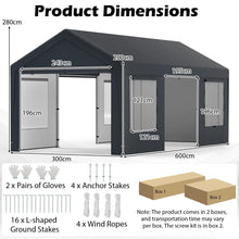 Load image into Gallery viewer, All-Weather Outdoor Car Shelter with 8 Removable Sidewalls and Roll-up Doors