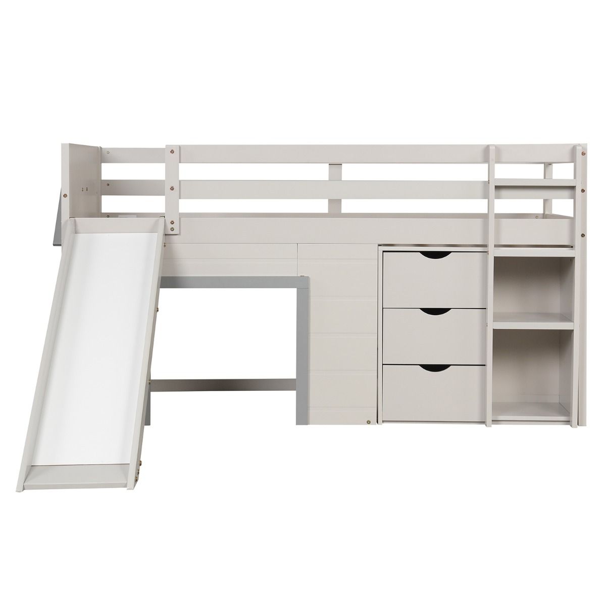 Single Size Pine Wood Loft Bed with Slide and Ladder and Game House ...